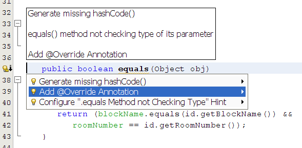 clicking on add Override annotation